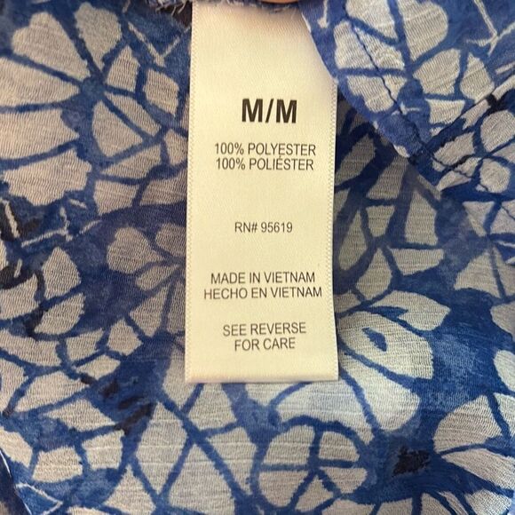 Fever Womens Top, size Medium, Blue and White Print, Sleeveless - Picture 7 of 8